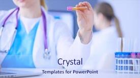  Presentation with test tube laboratory - Presentation design enhanced with laboratory assistant holding test tube background and a sky blue colored foreground