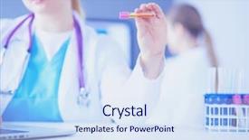  Presentation with tea leaves test tube - Presentation design having laboratory assistant holding test tube background and a sky blue colored foreground