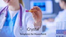  Presentation with tea leaves test tube - Presentation theme having laboratory assistant holding test tube background and a light blue colored foreground