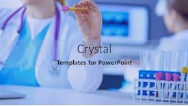  Presentation with test tube laboratory - Cool new presentation theme with laboratory-assistant-holding-test-tube backdrop and a light blue colored foreground