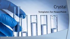  Presentation with plastic - Slides with laboratory beakers in analyst's background and a light blue colored foreground