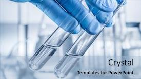  Presentation with beakers - Theme enhanced with laboratory beakers in analyst's background and a light blue colored foreground