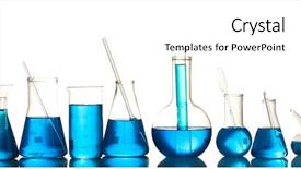  Presentation with test tubes - Presentation design featuring laboratory chemistry - test-tubes with blue liquid isolated background and a white colored foreground