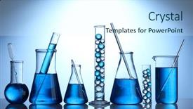  Presentation with chemistry - PPT theme with laboratory chemistry - test-tubes with blue liquid background and a cool aqua colored foreground