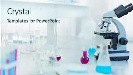  Presentation with laboratory equipment - PPT theme with laboratory equipment background and a sky blue colored foreground