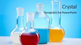  Presentation with flasks - Amazing slides having laboratory flasks containing liquid color backdrop and a  colored foreground