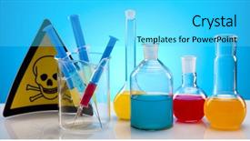  Presentation with flasks - PPT layouts consisting of laboratory flasks containing liquid color background and a  colored foreground