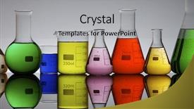  Presentation with flasks - Amazing theme having laboratory flasks with brightly colored backdrop and a light gray colored foreground