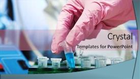  Presentation with molecular biology - Beautiful PPT theme featuring laboratory for molecular biology test backdrop and a coral colored foreground