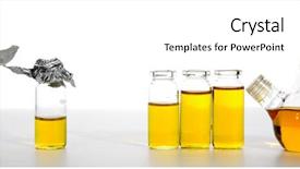  Presentation with solution description - Slide set consisting of laboratory glass with yellow solution background and a white colored foreground