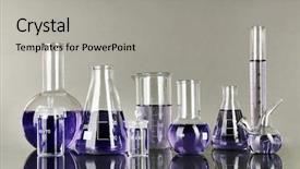  Presentation with tubes - Slide deck featuring laboratory glassware - test-tubes with light purple liquid background and a light gray colored foreground