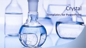  Presentation with vials - Presentation theme enhanced with laboratory glassware blue chemistry vials background and a sky blue colored foreground