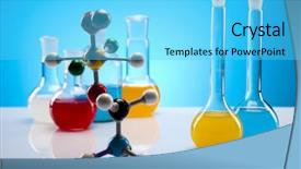  Presentation with glassware - Cool new presentation with laboratory glassware containing colorful liquid backdrop and a  colored foreground