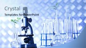  Presentation with laboratory equipment - Beautiful theme featuring laboratory glassware equipment experimental plant backdrop and a light blue colored foreground