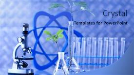  Presentation with laboratory equipment - Beautiful theme featuring chemistry lab - laboratory glassware equipment experimental plant backdrop and a light blue colored foreground