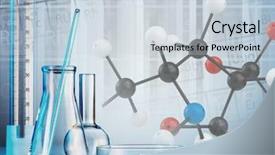  Presentation with glassware - Theme having laboratory glassware on color background background and a lemonade colored foreground