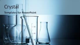  Presentation with glassware - PPT layouts with laboratory glassware on color background background and a light blue colored foreground