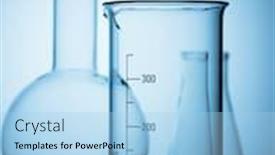  Presentation with glassware - Cool new slides with laboratory glassware on color background backdrop and a light blue colored foreground