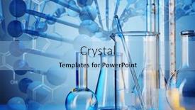  Presentation with glassware - PPT layouts enhanced with laboratory-glassware-on-color-background background and a light blue colored foreground