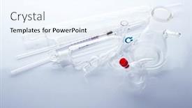  Presentation with glassware - Beautiful theme featuring laboratory glassware on white background backdrop and a sky blue colored foreground