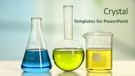  Presentation with glassware - Slides having laboratory glassware on white table background and a soft green colored foreground