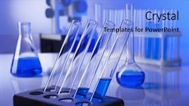  Presentation with bright blue colour for - PPT layouts with laboratory glassware with blue liquid background and a light blue colored foreground