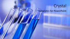  Presentation with glassware - Theme featuring laboratory glassware with blue liquid background and a light blue colored foreground