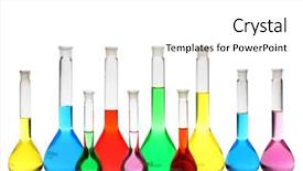  Presentation with glassware - Presentation enhanced with laboratory glassware with liquids background and a white colored foreground