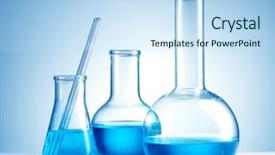  Presentation with glassware - Colorful PPT theme enhanced with laboratory glassware backdrop and a sky blue colored foreground