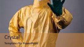  Presentation with laboratory chemical - Presentation theme enhanced with dress with gesture of rejection background and a gold colored foreground
