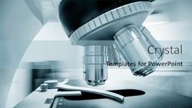  Presentation with medical biology - Cool new presentation design with laboratory-microscope-for-chemistry-biology backdrop and a light blue colored foreground