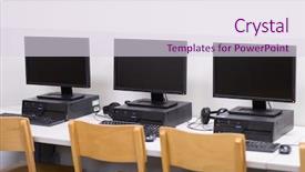  Presentation with lab mouse - Colorful PPT theme enhanced with laboratory mouse - computer lab neatly placed rows backdrop and a sky blue colored foreground