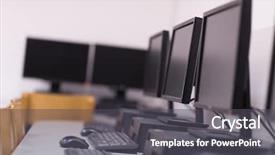  Presentation with of a computer lab - Audience pleasing slide deck consisting of laboratory mouse - computer lab neatly placed rows backdrop and a dark gray colored foreground