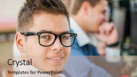  Presentation with science - Cool new presentation theme with laboratory mouse - students learning computer science backdrop and a coral colored foreground