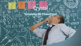  Presentation with inventor - Theme enhanced with laboratory physic - crazy inventor photo and hand-drawing background and a ocean colored foreground