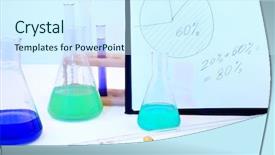  Presentation with biochemistry research laboratory - Presentation theme enhanced with laboratory research - glass test tubes background and a  colored foreground