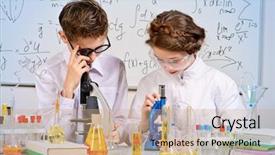  Presentation with laboratory - Slide set having laboratory science and education background and a coral colored foreground