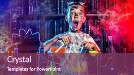  Presentation with explosion - Cool new theme with laboratory science and education backdrop and a violet colored foreground
