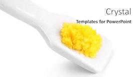  Presentation with laboratory - Amazing slide set having laboratory spatula with granules isolated on white backdrop and a white colored foreground