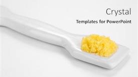  Presentation with laboratory - Colorful presentation theme enhanced with laboratory-spatula-with-granules-isolated backdrop and a white colored foreground