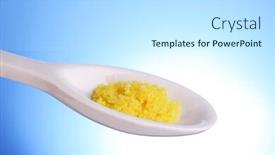  Presentation with laboratory - Audience pleasing slide deck consisting of laboratory-spatula-with-granules backdrop and a white colored foreground