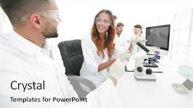  Presentation with racism workplace - Cool new PPT theme with laboratory staff in the workplace backdrop and a  colored foreground