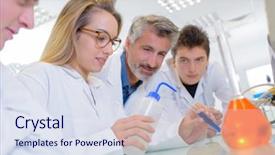 Presentation with transfer - Amazing PPT theme having laboratory students backdrop and a  colored foreground