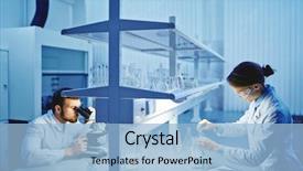  Presentation with laboratory - Beautiful presentation theme featuring laboratory studies backdrop and a light blue colored foreground