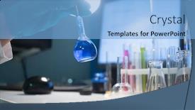  Presentation with laboratory chemical - Cool new PPT theme with laboratory table with chemical substances backdrop and a light blue colored foreground