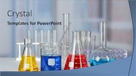  Presentation with glassware - Slide deck consisting of chemistry glass - laboratory table with glassware background and a light blue colored foreground