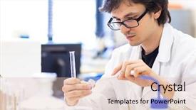  Presentation with scientific research - Beautiful slide set featuring chemistry - male researcher carrying out scientific backdrop and a lemonade colored foreground