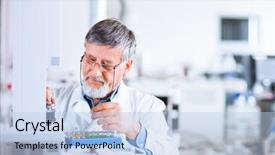  Presentation with scientific research - Cool new PPT theme with lab using a gas backdrop and a sky blue colored foreground