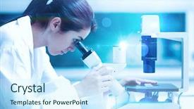  Presentation with flare - Cool new PPT layouts with laboratory test - lens flare against scientist using backdrop and a cool aqua colored foreground