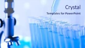  Presentation with drug test - Slide set having laboratory tools pipette fluid test background and a  colored foreground